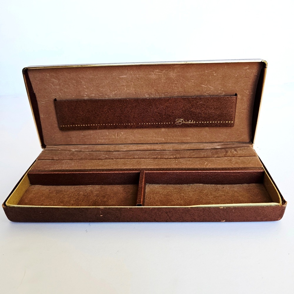 Shields Vintage Jewelry Box Retro 60's Mens Valet Rings Watches Cufflinks 1420‎